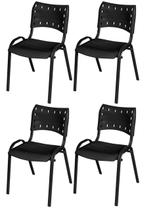 Cadeira Iso Base Preto Igreja, Escola, Escritório - Preto - Kit 4 Peças