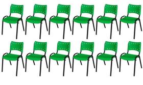 Cadeira Iso Base Preto Igreja, Escola, Escritório - Verde - Kit 12 Peças Cadeira Iso Base Preto Igreja, Escola, Escritório - Verde - Kit 12 Peças