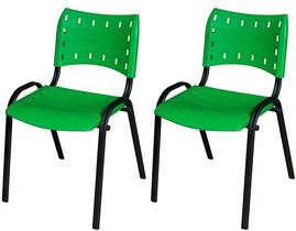 Cadeira Iso Base Preto Igreja, Escola, Escritório - Verde - Kit 2 Peças Cadeira Iso Base Preto Igreja, Escola, Escritório - Verde - Kit 2 Peças