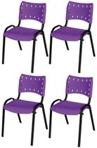 Cadeira Iso Base Preto Igreja, Escola, Escritório - Violeta Kit 4 Peças