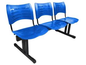 Cadeira Iso em longarina 3 lugares Linha Polipropileno Iso Azul - 1951