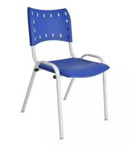 Cadeira Iso Para Escola Escritório Comércio Azul Base Branca