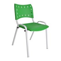 Cadeira Iso Para Escola Escritório Comércio Verde Base Branca