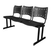 Cadeira ISO PP RP Longarina 3 Lugares Preta Cadeira ISO PP RP Longarina 3 Lugares Preta