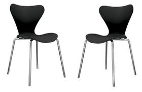 Cadeira Jacobsen, Miriam, cor preto base cromada, 2 unidades