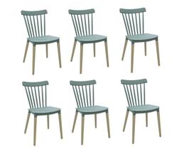 Cadeira Janaina Pp Base Madeira Rivatti Kit 6 Unid - Verde Cadeira Janaina Pp Base Madeira Rivatti Kit 6 Unid - Verde