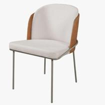 Cadeira Jantar Aurora Linho Pés Metal