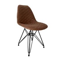 Cadeira Jantar Estofada Caramelo Eiffel Eames Base Ferro Preto Cadeira Jantar Estofada Caramelo Eiffel Eames Base Ferro Preto