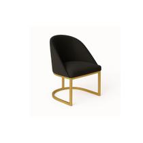 Cadeira jantar Meia Lua Base Metal Gold Veludo Preto - Montanaris Decor