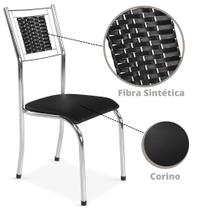 Cadeira Jantar Moderna Cromada Aço Junco Cozinha Sala Restaurante Hotel - WJ Móveis