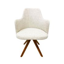 Cadeira Jantar Saarinen com Braço Tecido Linho madeira giratória nobre maciça Cadeira Jantar Saarinen com Braço Tecido Linho madeira giratória nobre maciça