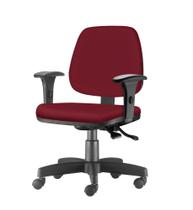 Cadeira Job com Bracos Assento Crepe Vinho Base Rodizio Metalico Preto - 54608