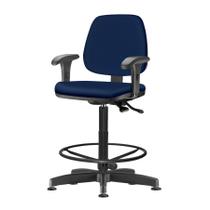 Cadeira Job com Bracos Assento material sintético Azul Base Caixa Metalica Preta - 54535