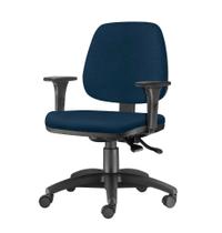 Cadeira Job com Bracos Assento material sintético Azul Escuro Base Nylon Arcada - 54615