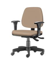 Cadeira Job com Bracos Assento material sintético Bege Base Rodizio Metalico Preto - 54601