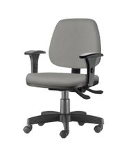 Cadeira Job com Bracos Assento material sintético Cinza Claro Base Rodizio Metalico Preto - 54603