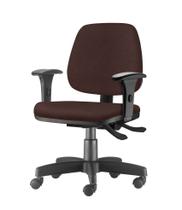 Cadeira Job com Bracos Assento material sintético Marrom Base Rodizio Metalico Preto - 54604