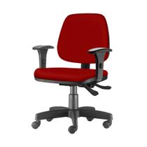 Cadeira Job com Bracos Assento material sintético Vermelho Base Rodizio Metalico Preto - 54599