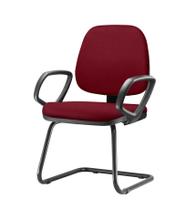 Cadeira Job Com Bracos Fixos Assento Crepe Vinho Base Fixa Preta - 54549
