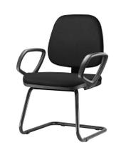 Cadeira Job Com Bracos Fixos Assento material sintético Base Fixa Preta - 54546