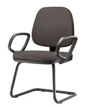 Cadeira Job Com Bracos Fixos Assento material sintético Cinza Escuro Base Fixa Preta - 54548