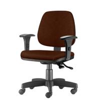 Cadeira Job com Bracos Semi Curvados Assento material sintético Marrom Base Nylon Arcada - 54631