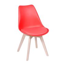 Cadeira Joly com Base em Madeira Vermelho