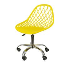 Cadeira Kaila Polipropileno Amarela Base Metal Cromado