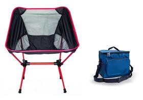 Cadeira Karibu Alumínio Camping Pesca Montável + Bolsa Térmica