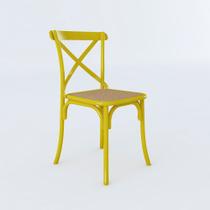 Cadeira Katrina Amarelo Assento Corano Bege Aço Cadeira Katrina Amarelo Assento Corano Bege Aço