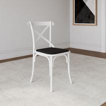 Cadeira Katrina Assento Corano Preto Aço Branco - NEW GREEN