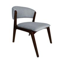 Cadeira Kethellen Premium Madeira Maciça Castanho Linho Cinza Cadeira Kethellen Premium Madeira Maciça Castanho Linho Cinza