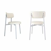 Cadeira Kyta Fixa com 4 Pés 50 x 44,7 x 83,8 cm com 2 Unidades Branco/Palha