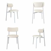 Cadeira Kyta Fixa com 4 Pés 50 x 44,7 x 83,8 cm com 4 Unidades Branco/Palha Cadeira Kyta Fixa com 4 Pés 50 x 44,7 x 83,8 cm com 4 Unidades Branco/Palha