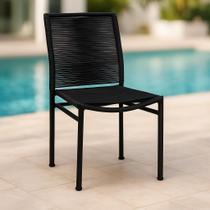 Cadeira Lari em Aluminio e Corda Nautica Preto