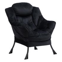 Cadeira Lazy HollyHome Comfy Accent Lounge Velvet Black