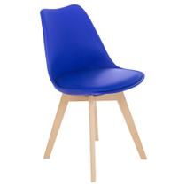 Cadeira Leda Eames Jantar Cozinha Com Assento Estofado Azul Bic