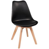 Cadeira Leda Preta - Charles Eames Wood com Almofada