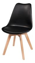 Cadeira Leda Preta - Charles Eames Wood com AlmofadaA