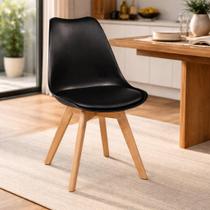 Cadeira Leda Preta Design Saarinen para Sala de Jantar, Cozinha ou Escritório