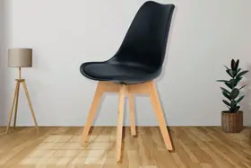 Cadeira Leda Preto Couro PU Cozinha Sala de Estar Jantar Mesa de Jantar Área de Lazer Recepção Polipropileno