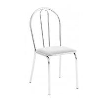 Cadeira Lisboa Cromada Para Cozinha ou Área Gourmet-Assento Sintético Branco