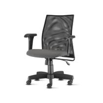 Cadeira Liss com Bracos Curvados Assento Crepe Cinza Escuro Base Metalica Preta - 54653