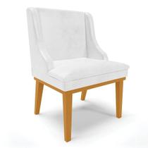 Cadeira Liz Corano Base Fixa Madeira Castanho - Cor Branco Cadeira Liz Corano Base Fixa Madeira Castanho - Cor Branco
