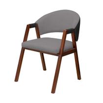 Cadeira Liz para Sala de Jantar Pés Madeira material sintético Preto e Boucle Cinza