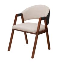 Cadeira Liz para Sala de Jantar Pés Madeira material sintético Preto e Boucle Off White