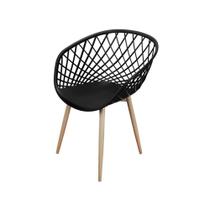 Cadeira Loa Polipropileno Preta Base Metal Pintura Madeira - Or Design