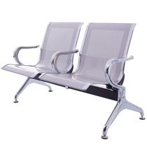 Cadeira Longarina 2 Lugares Cromada com Braço