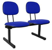 Cadeira longarina 2 lugares sala de espera tecido azul
