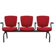 Cadeira Longarina 3 Lugares Aeroporto Recepção Preto Baixa Flexi P03 Poliéster Vermelho - Lyam Cadeira Longarina 3 Lugares Aeroporto Recepção Preto Baixa Flexi P03 Poliéster Vermelho - Lyam